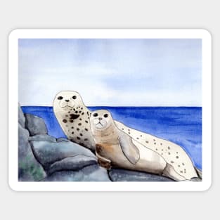 Seal Family Watercolor and Ink Illustration Sticker